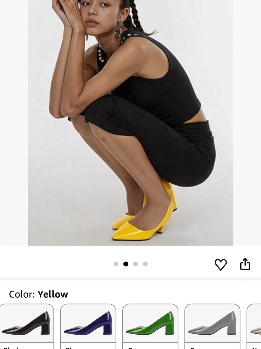 Women's Yellow Pointed Block Heel Pumps size 5.5